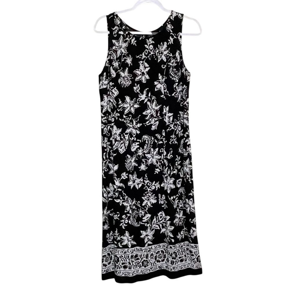 Erika Dark Romantic Floral Maxi Tank Dress Lightweight Coastal Vacation Size PM